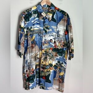 NWT Vintage Reyn Spooner Trans Pacific Hawaiian Button Down Shirt Men Large